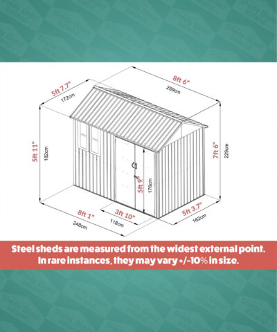 8ft x 6ft Steel Cottage Shed - Sheds Direct Ireland