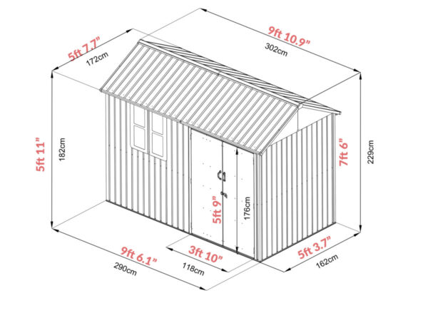 10ft x 6ft steel cottage shed steel sheds with a view