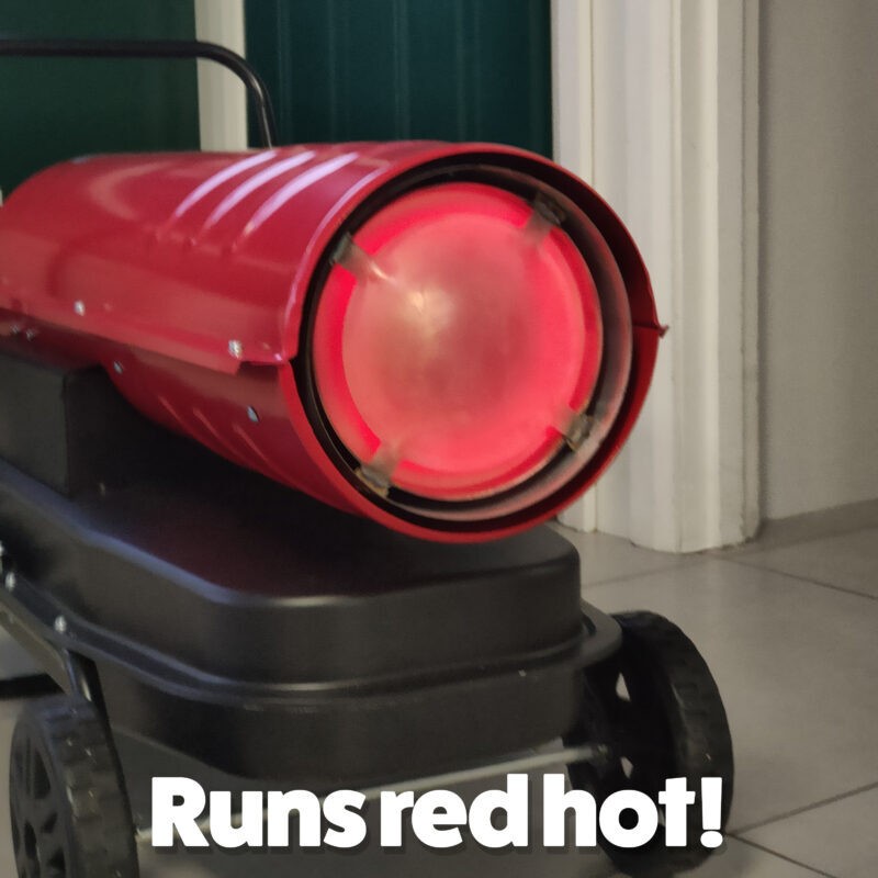 The Industrial heater in action running red while it's use